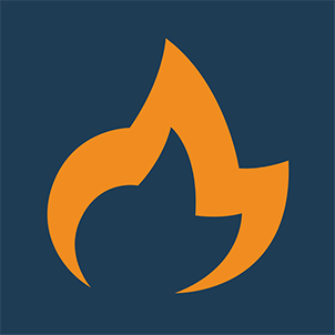 flame icon with blue background