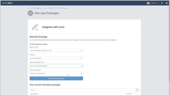 Lever Create your interview packages