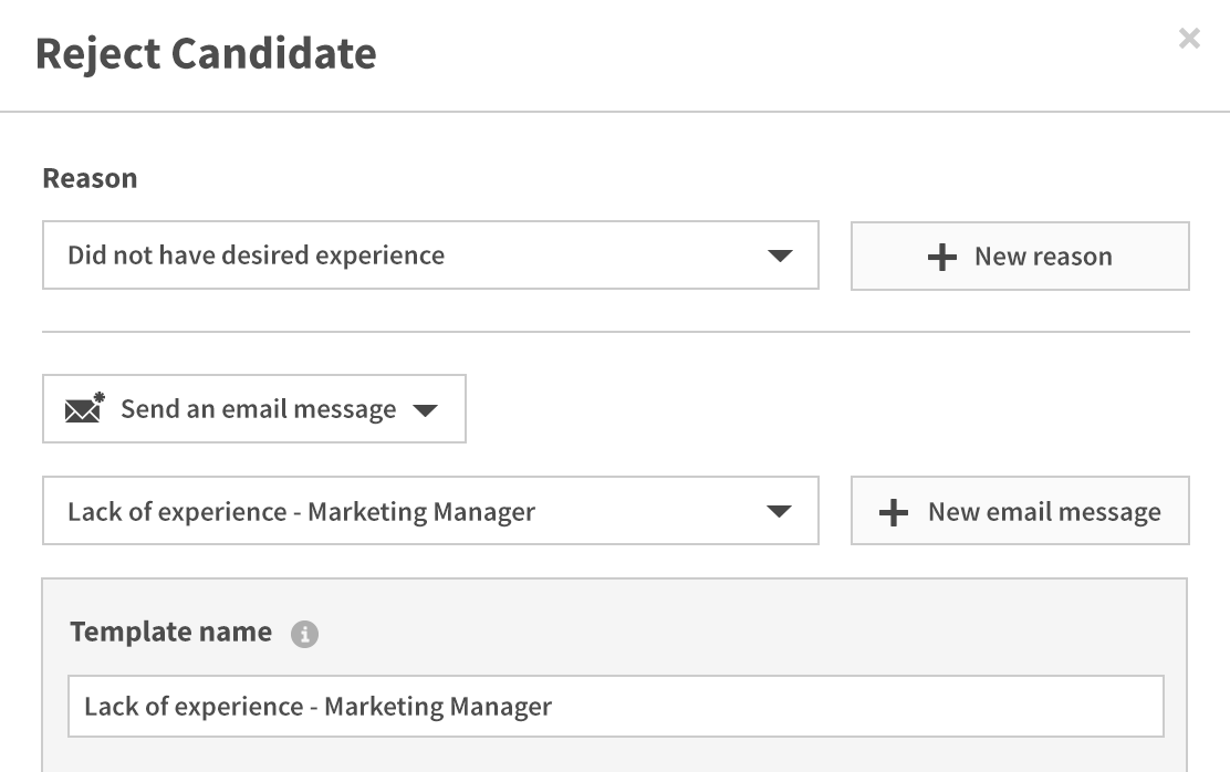 Candidate Rejection Templates