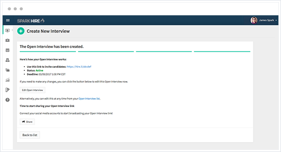 Share Open Interview Link
